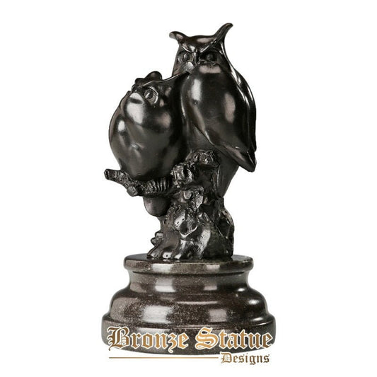 Owl statue bronze animal bird sculpture handmade modern art figurine small home decoration ornament