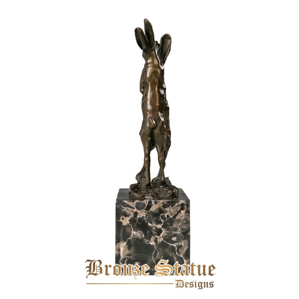 Bronze hare sculpture couple rabbits statue hot cast love animal figurine art anniversary gift home decor