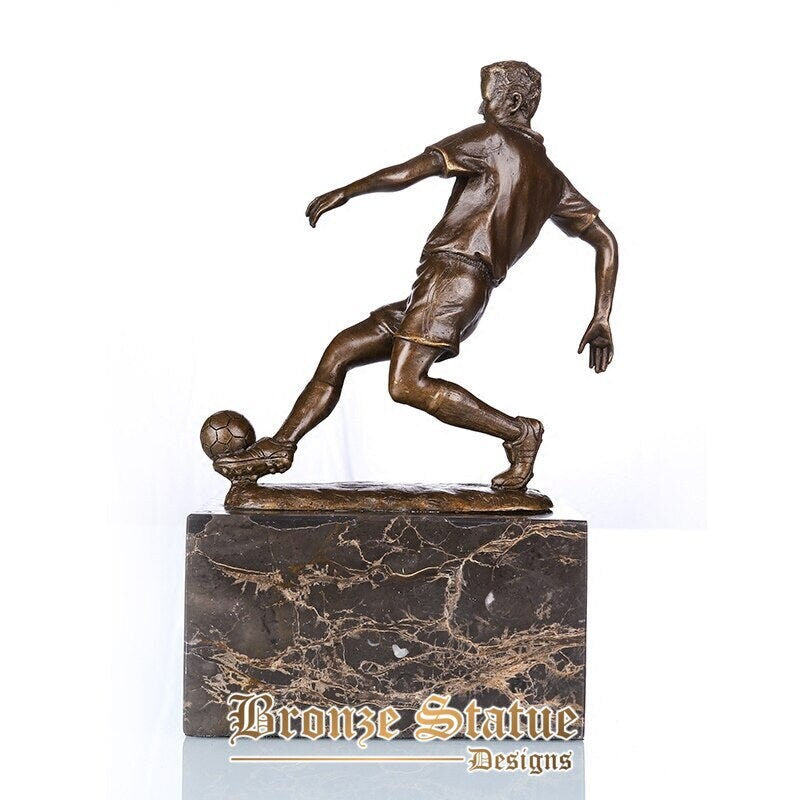 Sport art football player statue sculpture bronze modern ornament figurine home decoration