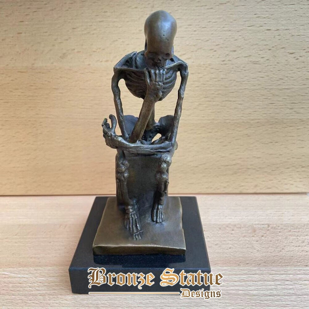 Bronze abstract skeleton thinker statue famous rodin's thinking man sculpture figurine replica hot casting home decor