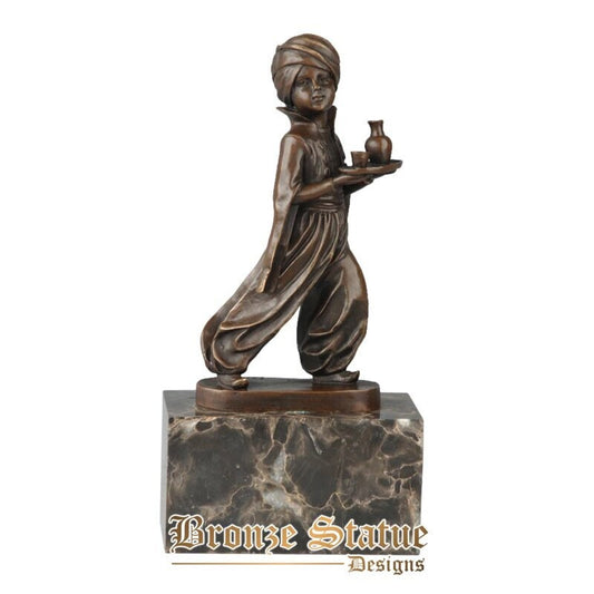 Arabian teenager bronze statue child boy sculpture antique figurine art children room decor
