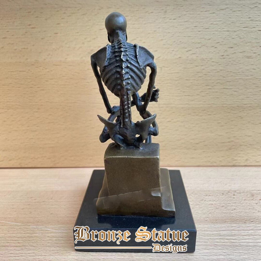 Bronzo astratto scheletro pensatore statua famoso uomo di pensiero di rodin scultura figurine replica hot casting home decor