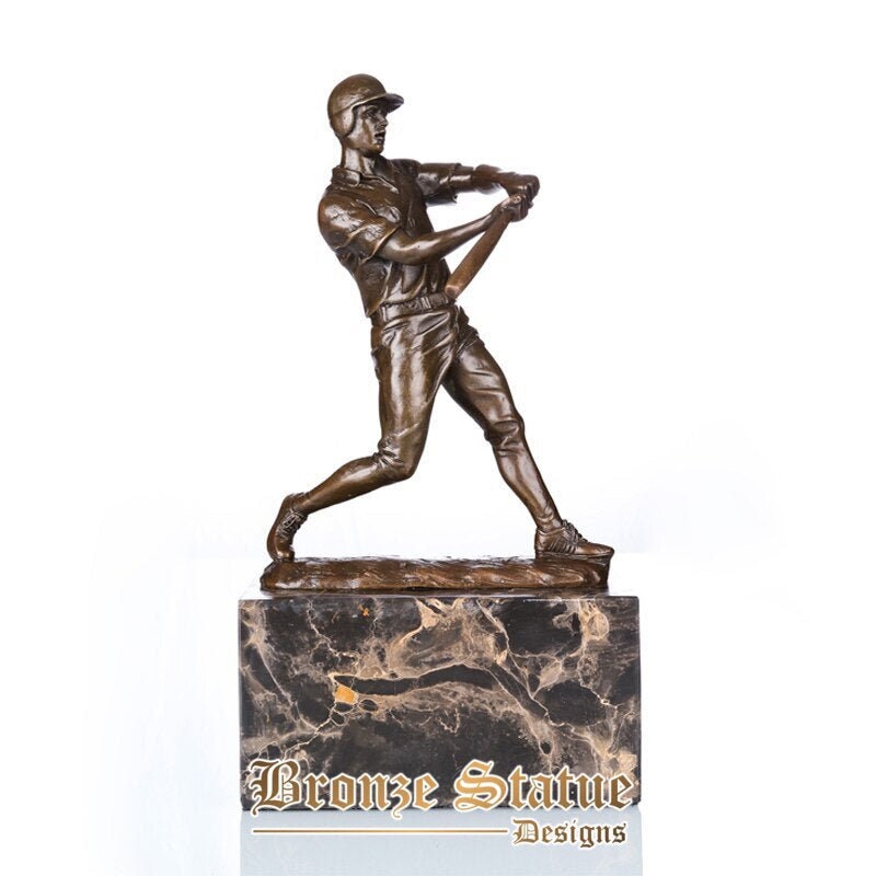 Joueur de baseball masculin statue en bronze sport homme sculpture moderne en laiton sport figurine art bureau décor de bureau