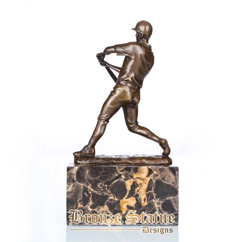 Männlicher Baseballspieler Bronzestatue Sport Mann Skulptur moderne Messing Sportfigur Kunst Büro Schreibtisch Dekor