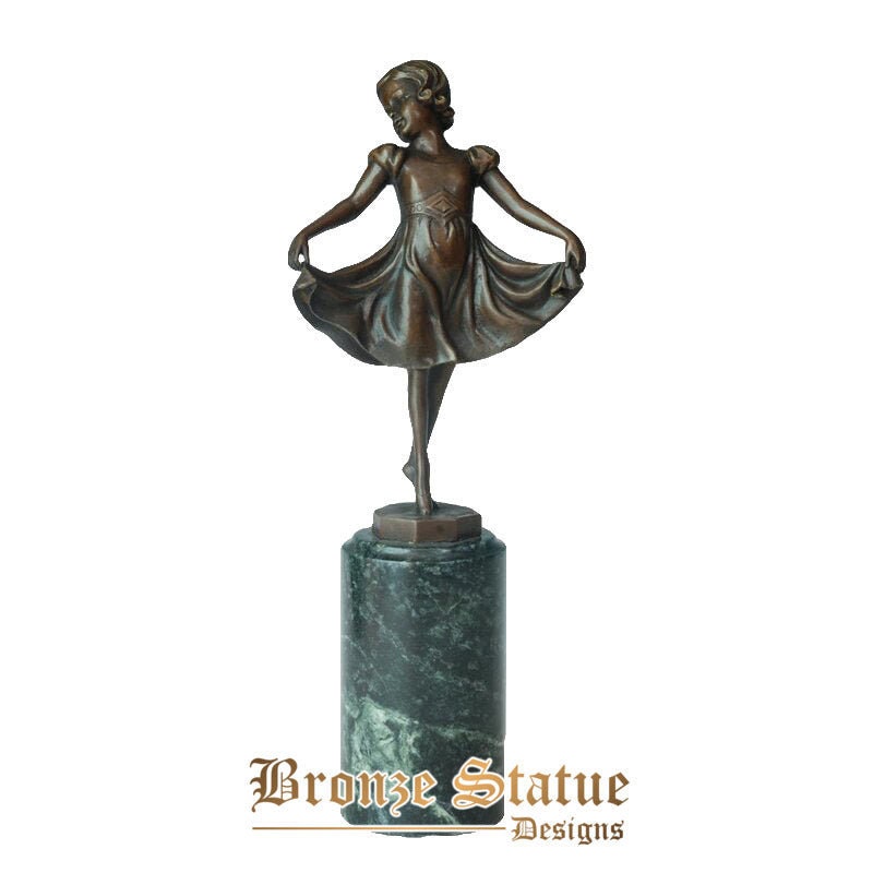 Modern art dancing girl bronze statues western kids brass sculpture for children dance room decoration