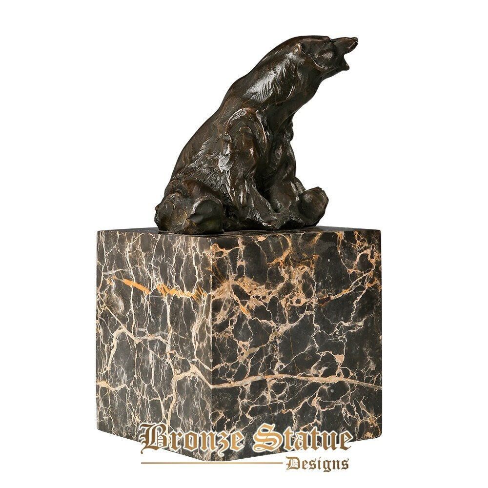Bronze little grizzly bear statue sculpture animal figurine art small hot casting classy home shelf cabinet decor