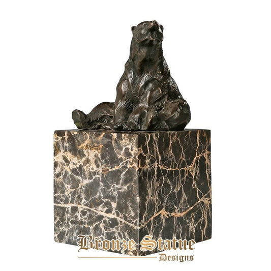 Bronzo piccolo orso grizzly statua scultura animale figurine arte piccola colata calda di classe casa scaffale armadio arredamento