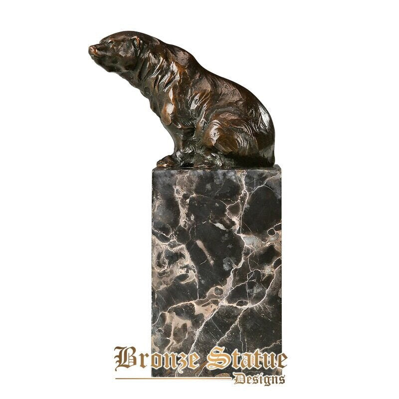 Bronze animal sculpture little bear statue wildlife figurine art small hot casting child room decor birthday gifts