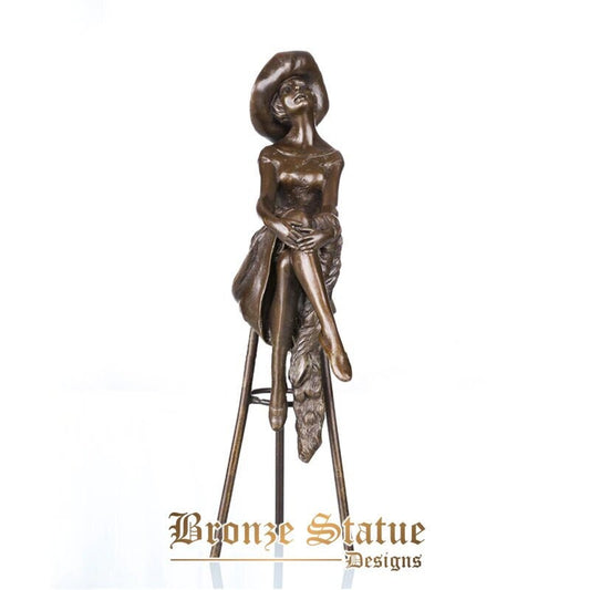 Modern bar girl bronze statue sculpture modern female figurine art for nightclub living room decoration