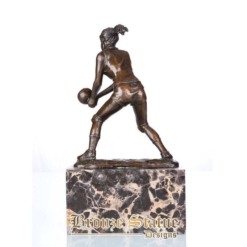 Bronze play volleyball young girl statue and sculpture bronze female figurine for living room decoration