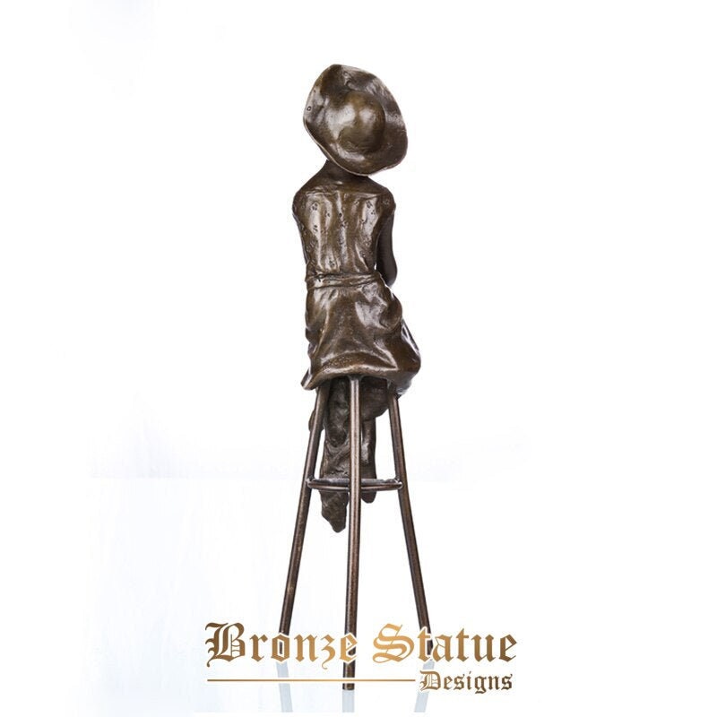 Modern bar girl bronze statue sculpture modern female figurine art for nightclub living room decoration