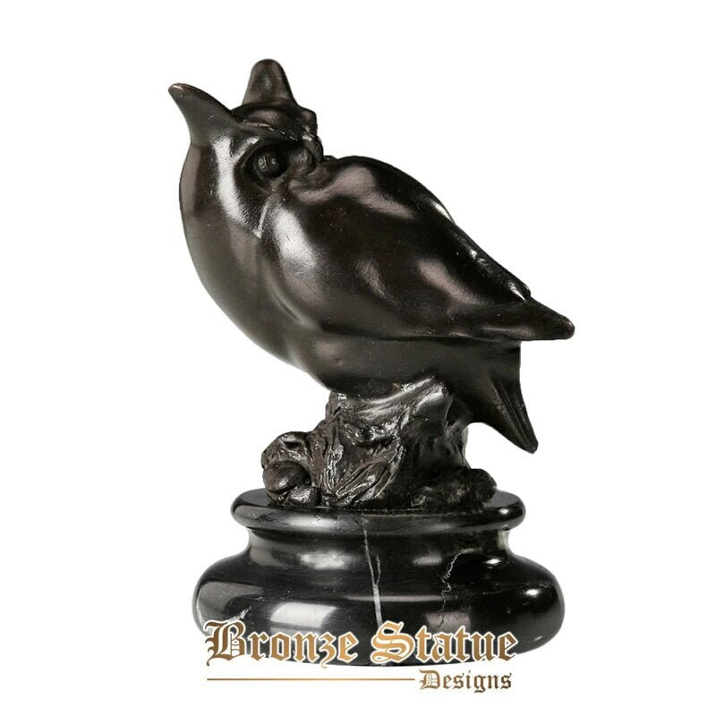 Night owl bronze statue small animal bird sculpture figurine art modern room decoration gifts