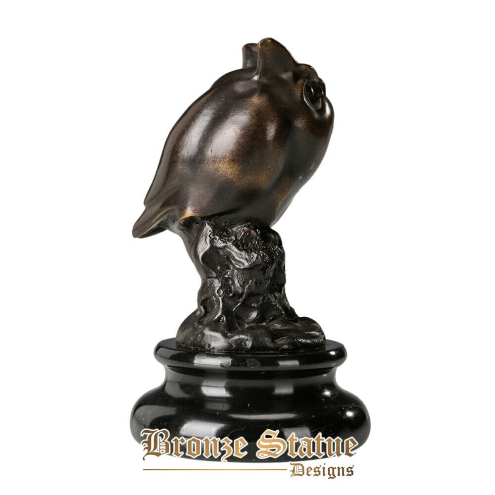 Small night owl statuette bronze birds sculpture animal copper statue figurine for home decor indoor shelf display metal art