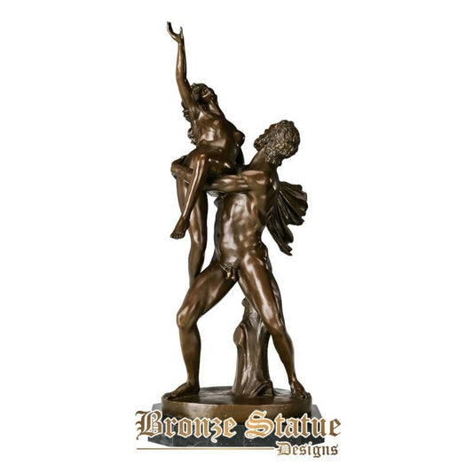 Grande arte antica nudo uomo stupro donna statua in bronzo scultura violenta 73 cm di altezza decorazione figurine da collezione