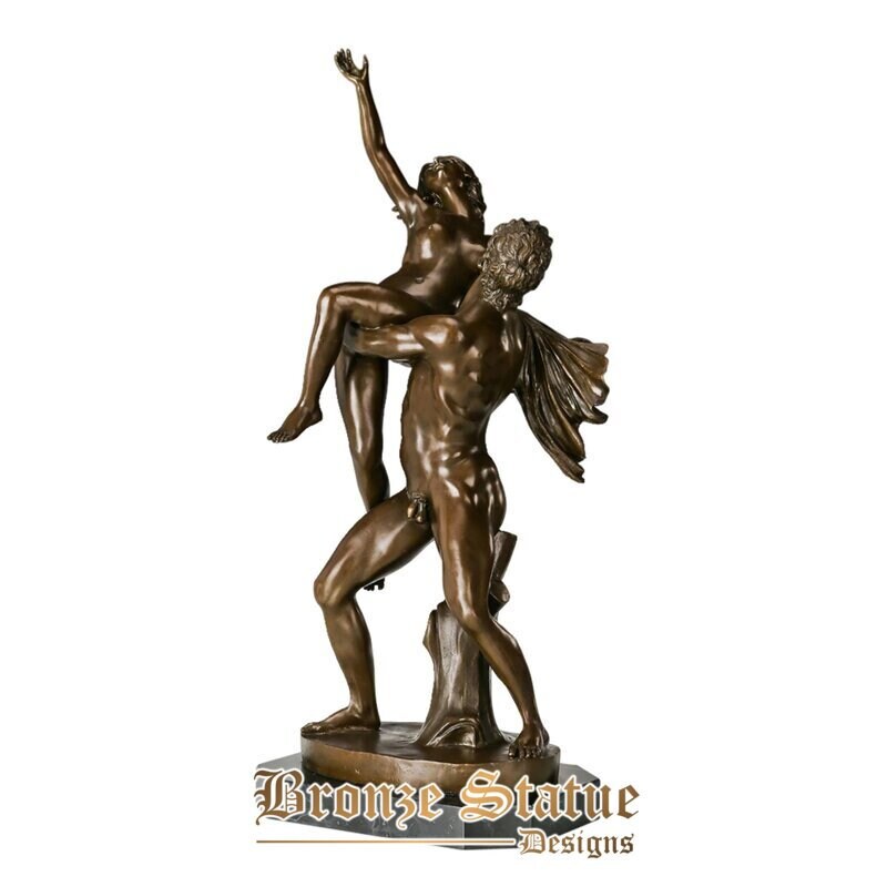 Large antique art nude man rape woman bronze statue violent sculpture 73cm tall collectible figurine decoration