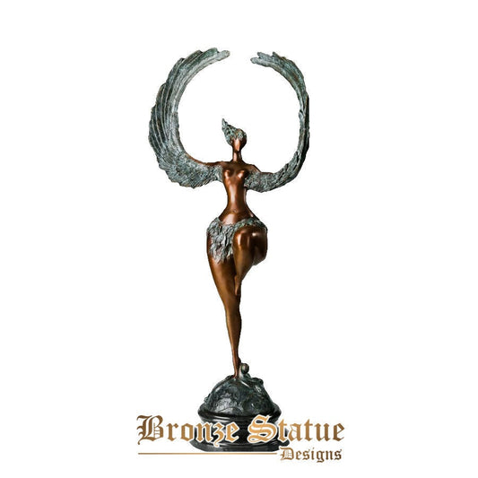 Wunderschöne Dekoration große abstrakte Frau Engel Bronzestatue Skulptur Marmorsockel für Wohnzimmer zu Hause
