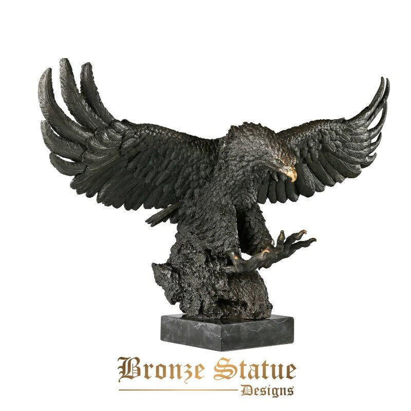 Large spread wings eagle statue sculpture bronze wild animal hawk falcon figurine business gift garden front yard decor big