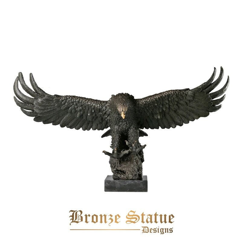 Large spread wings eagle statue sculpture bronze wild animal hawk falcon figurine business gift garden front yard decor big