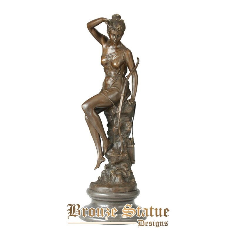 Diana statue sculpture bronze roman goddess of moon and hunting collectible vintage art large  28in | 73cm