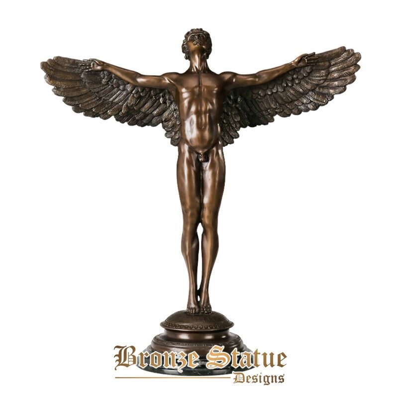 Grande scultura mitologia greca dio icaro statua in bronzo fuso a caldo antico uomo nudo arte casa villa decorazione