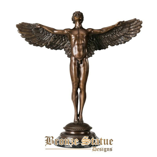 Große Skulptur griechischer Mythologie Gott Ikarus Statue heiße Bronzeguss antike nackte Mann Kunst Haus Villa Dekoration