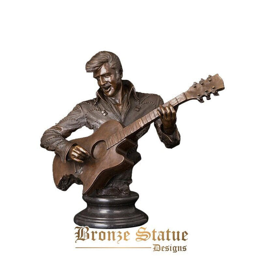 Rock & roll star musical man statue guitar player bust bronze sculpture art large size home bar decoration