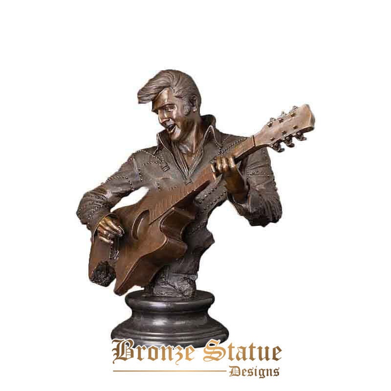 Rock & roll star musical man statue guitar player bust bronze sculpture art large size home bar decoration