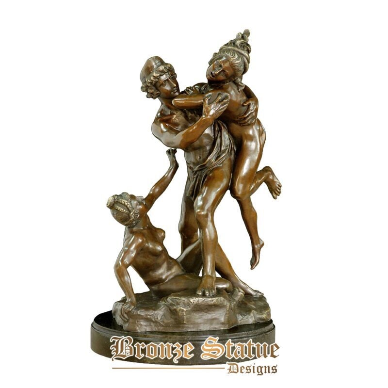 Antique art bronze statue man robbing girls sculpture figurine hot cast bronze statuette home decoration gifts