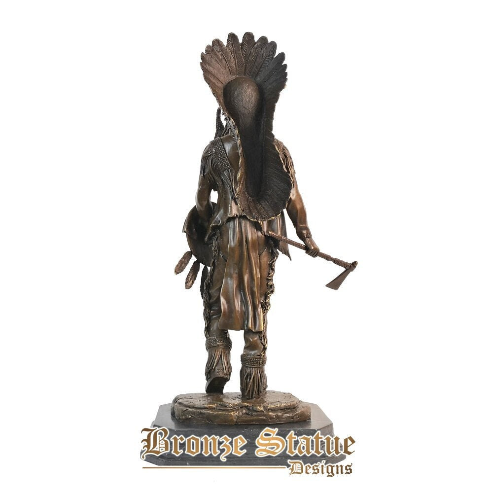 American indian warrior statue sculpture hot casting bronze vintage male amerind art home decor gift large