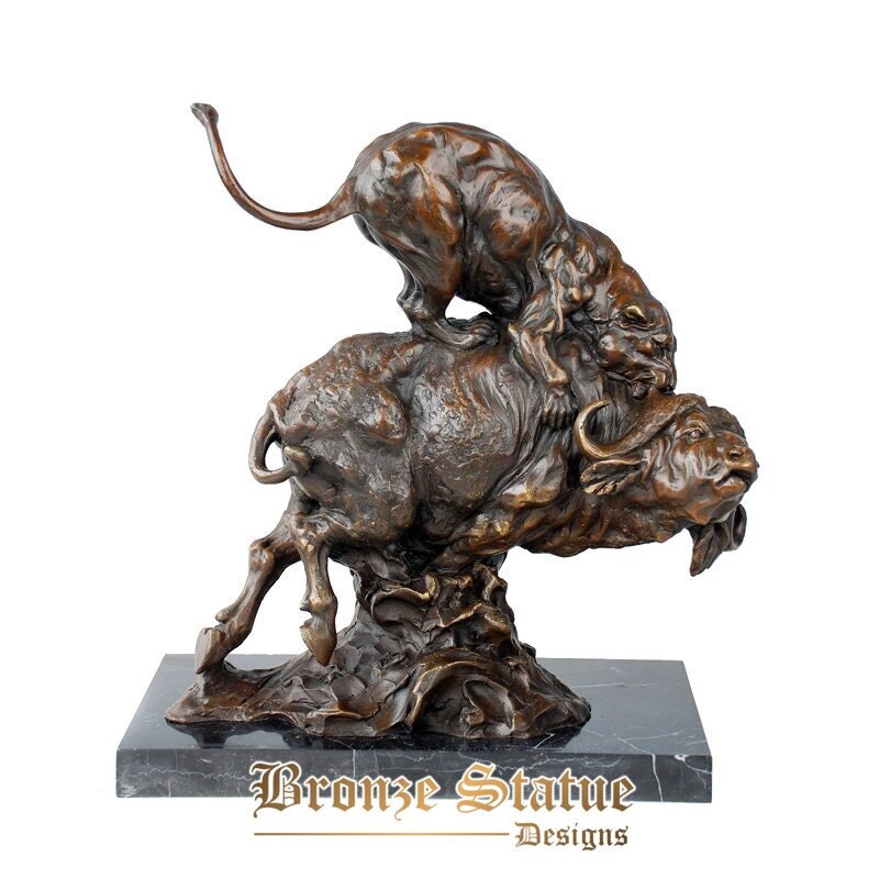 Bronze wolf hunting statue sculpture wildlife animal art gorgeous home office decoration gifts