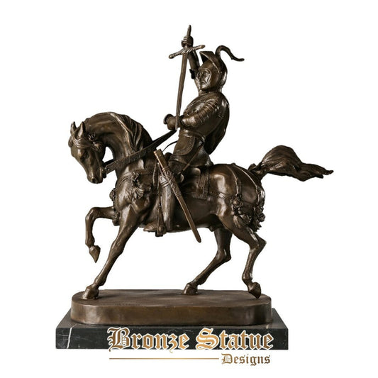 Medieval riding general bronze sculpture antique art soldier statue warrior copper figurine for business gifts