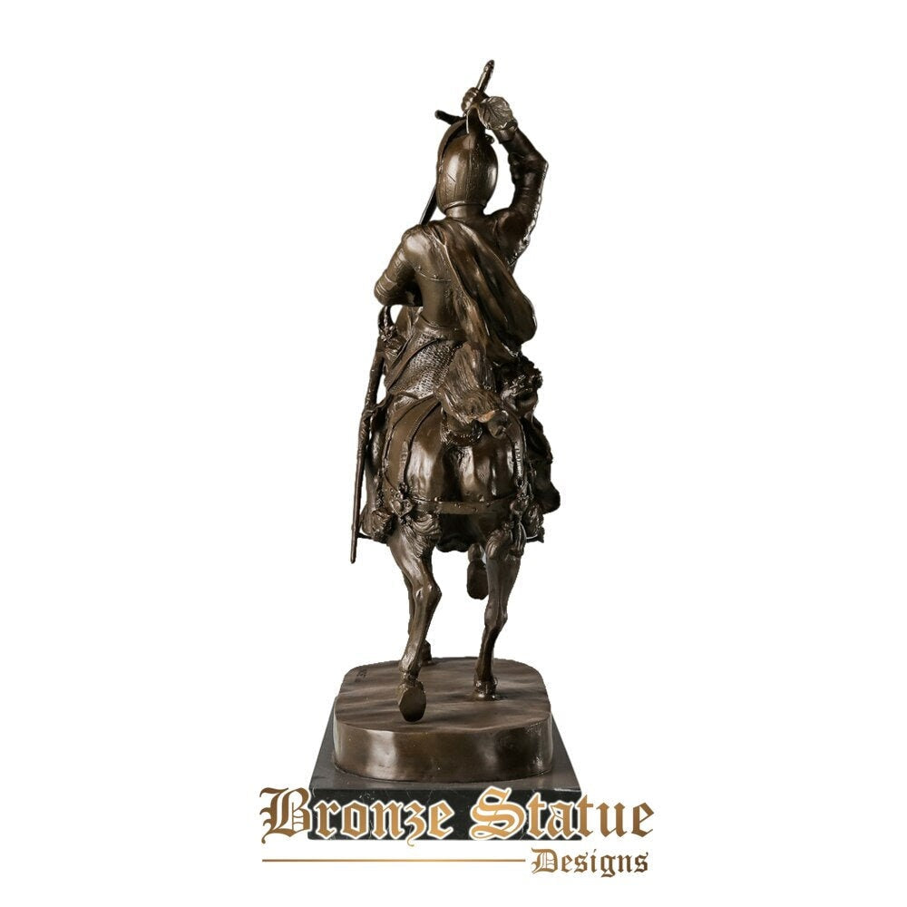 Medieval riding general bronze sculpture antique art soldier statue warrior copper figurine for business gifts