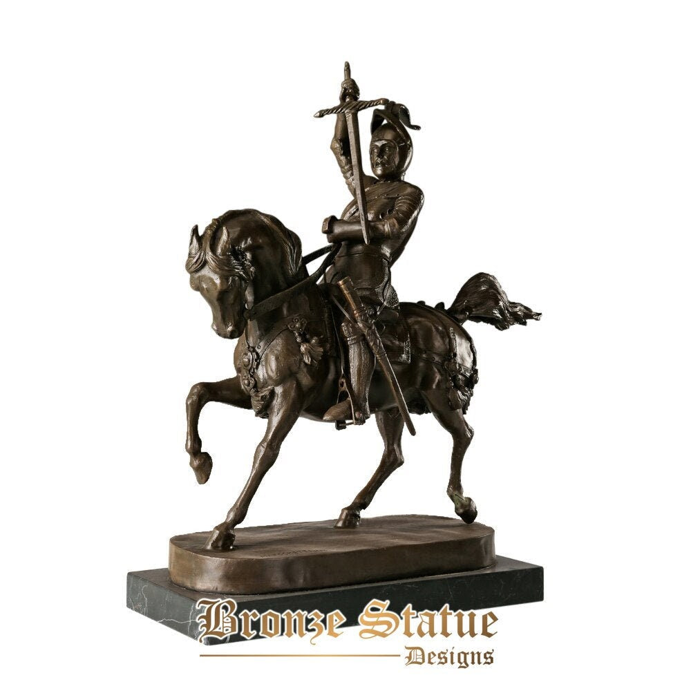 Medieval riding general bronze sculpture antique art soldier statue warrior copper figurine for business gifts