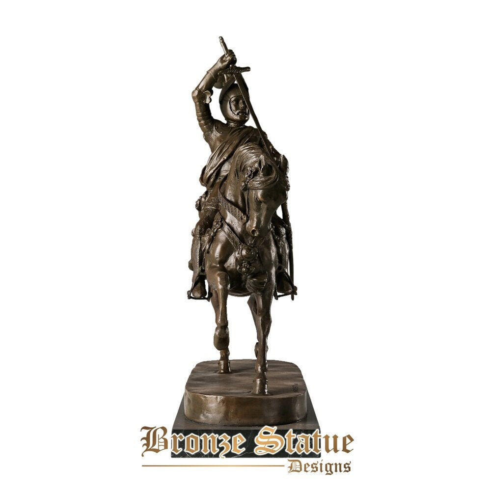 Medieval riding general bronze sculpture antique art soldier statue warrior copper figurine for business gifts