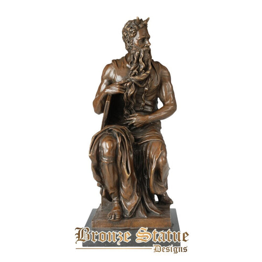 Moses with the ten commandments statue bronze replica by michelangelo famous western sculpture figurine collectible art decor