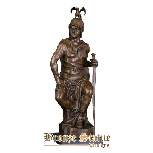 Bronze medieval estátua de guerreiro imperial antigo soldado escultura arte decoração de escritório presente de negócios grande