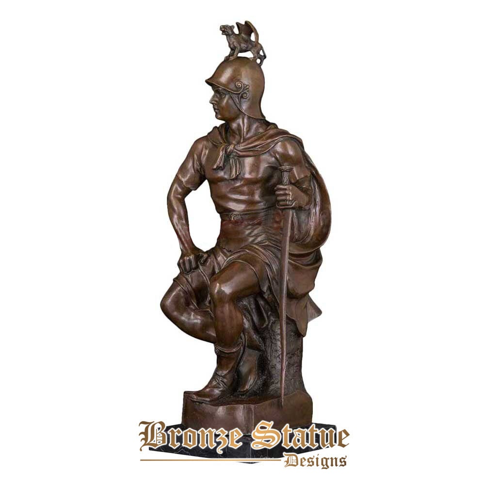 Bronze medieval imperial warrior statue antique soldier sculpture art office decoration business gift large
