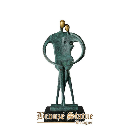 Coppia astratta amante statua scultura in bronzo moderna arte romantica splendida matrimonio arredamento anniversario regalo verdastro