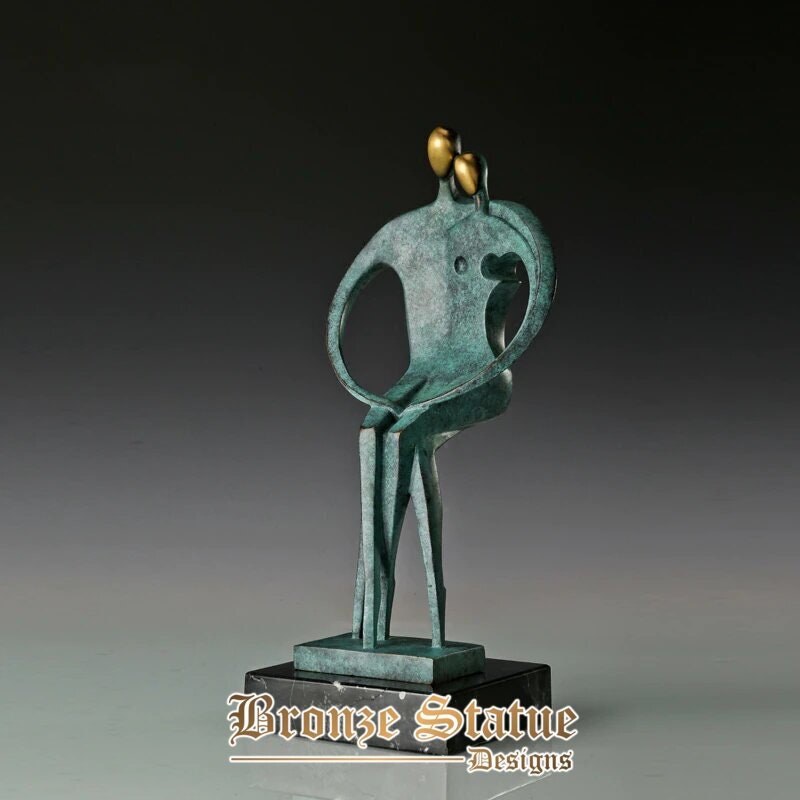 Coppia astratta amante statua scultura in bronzo moderna arte romantica splendida matrimonio arredamento anniversario regalo verdastro