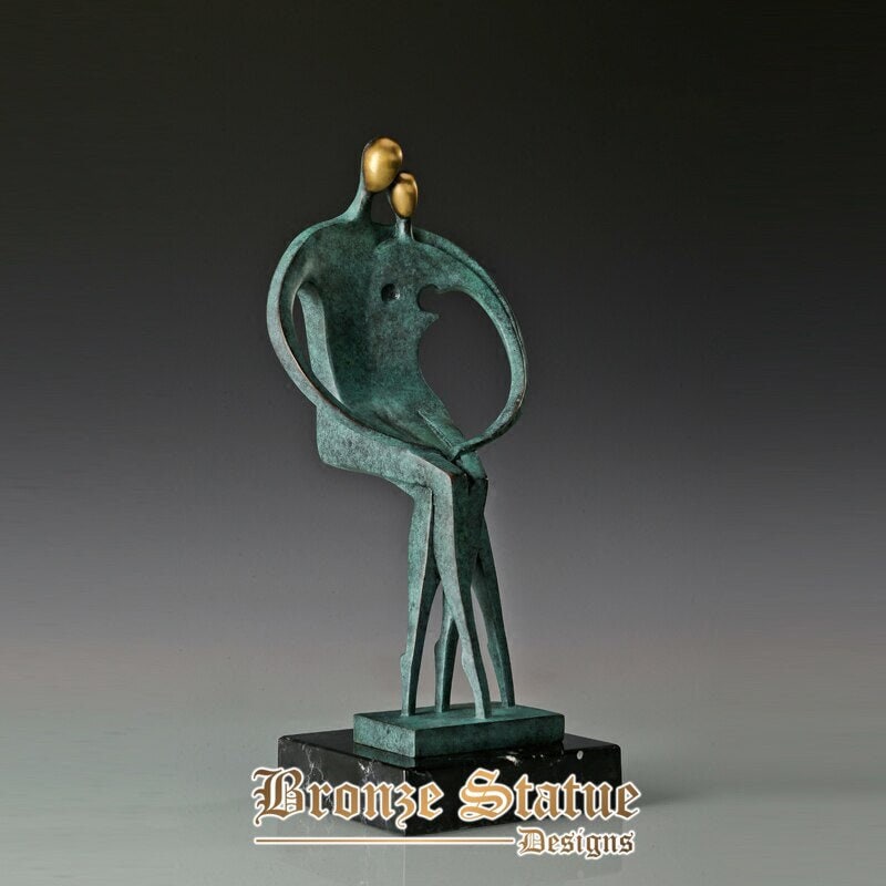 Coppia astratta amante statua scultura in bronzo moderna arte romantica splendida matrimonio arredamento anniversario regalo verdastro