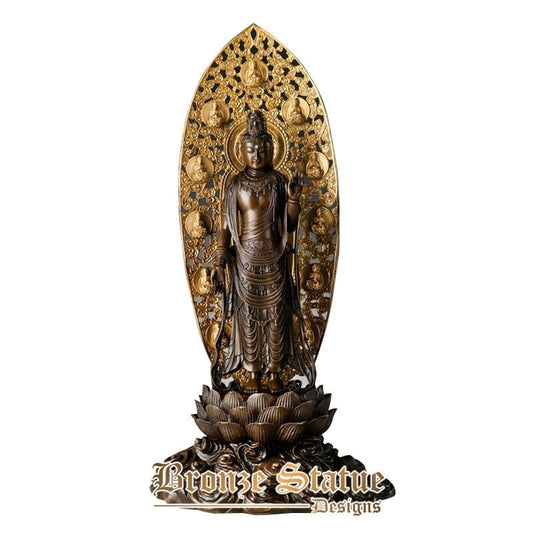 Große Bronze Guan Yin Buddha Statue Bronze Guanyin Buddha Göttin Skulptur Figur Kunstdekor Sammlerstück