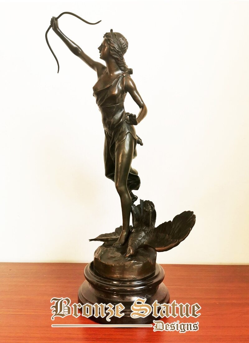 Diana artemis hunting falcon statue bronze greek myth goddess sculpture upscale home decoration antique art large