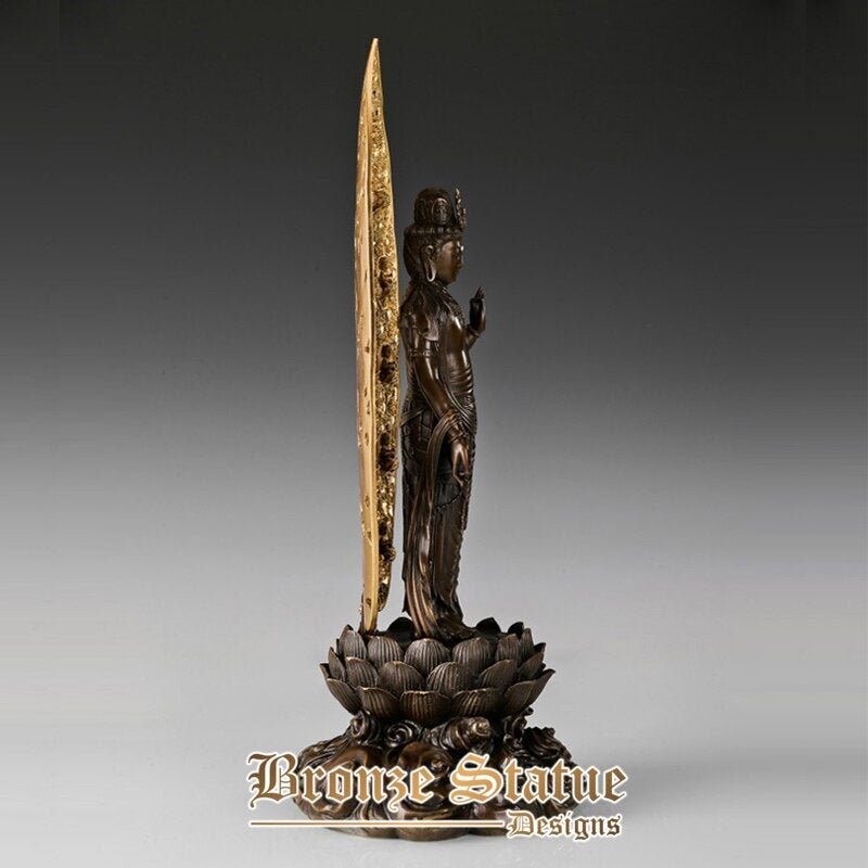 Large bronze guan yin buddha statue bronze guanyin buddha goddess sculpture figurine art decor collectible