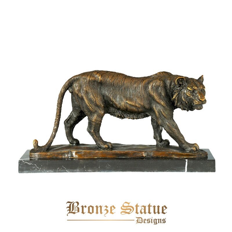 Walking tiger sculpture statue bronze wild animal figurine art wonderful office desk home decoration gifts