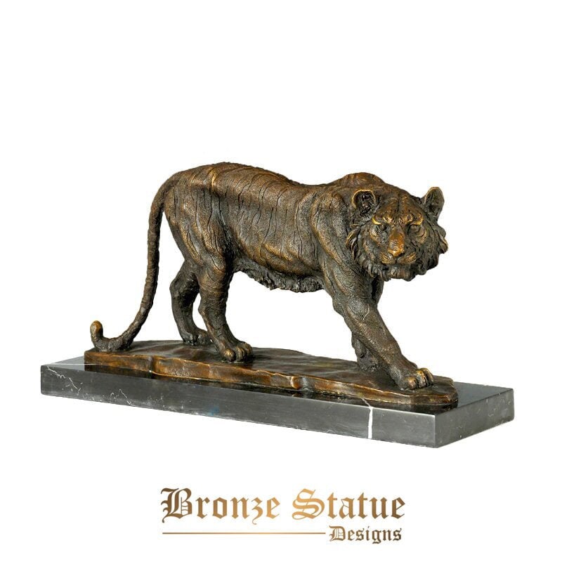 Walking tiger sculpture statue bronze wild animal figurine art wonderful office desk home decoration gifts