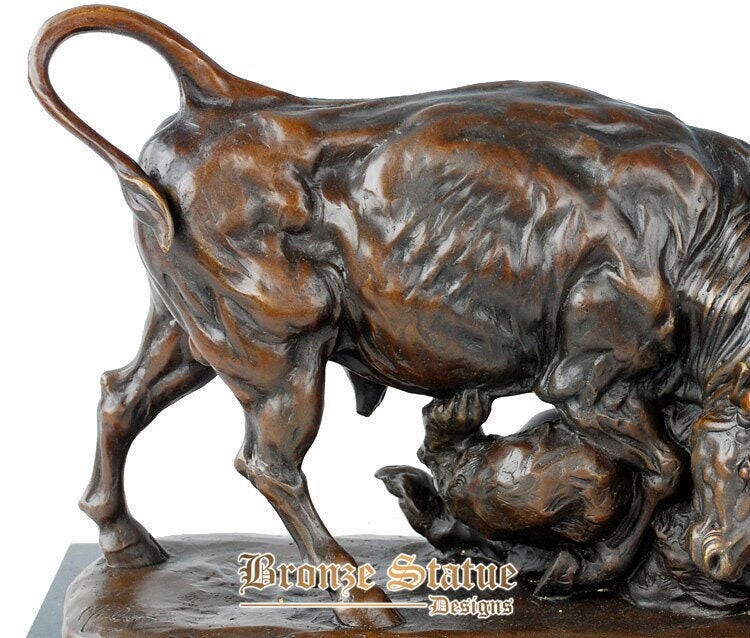 Bronze wall street bull and bear fighting statue sculpture famous stock market charging bull art office decor business gift big