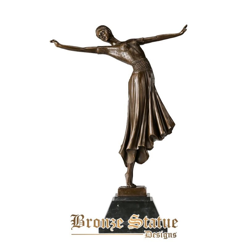 Dance statue figurine bronze copper material 58cm/22.8inch female dancing sculpture home cabinet desk decor big
