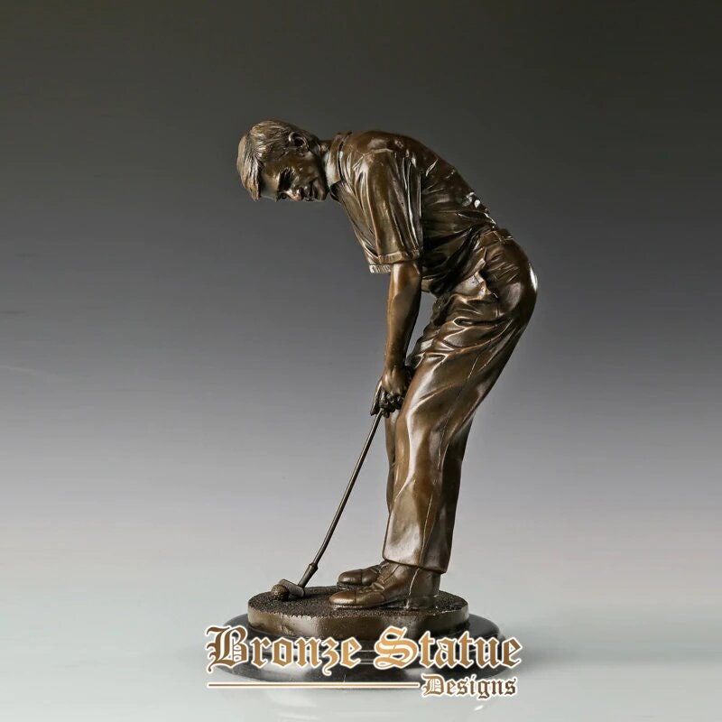 Superior bronze golf man statue modern male sport sculpture art classy business gift office desktop decoration