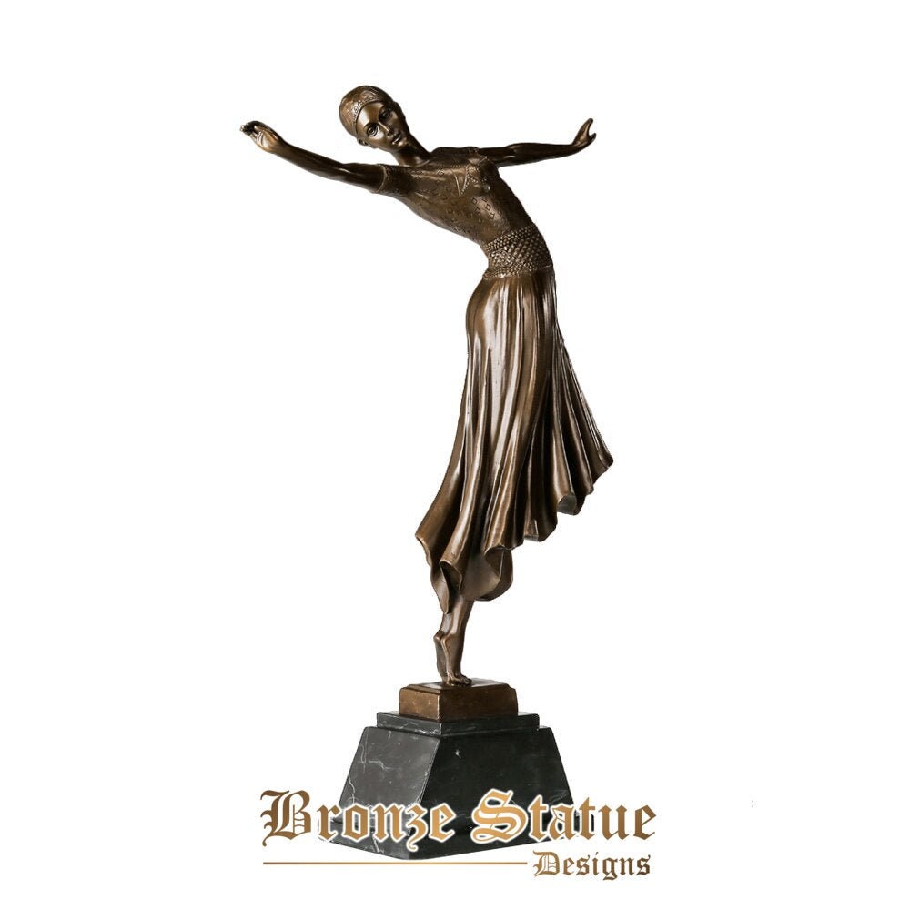 Dance statue figurine bronze copper material 58cm/22.8inch female dancing sculpture home cabinet desk decor big