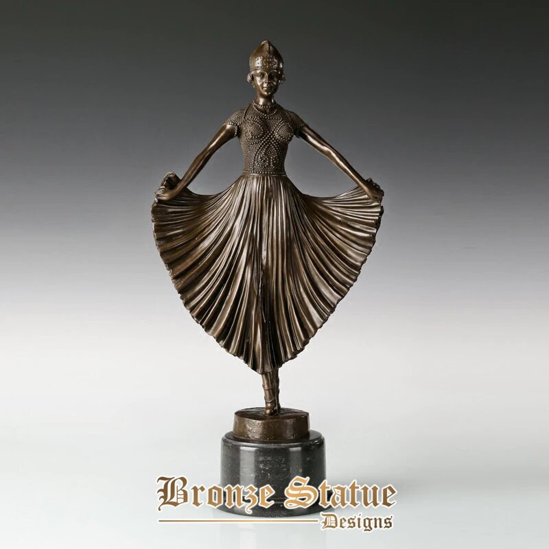 Bronze woman in dress dance sculpture classical female figurine art wonderful home office decoration